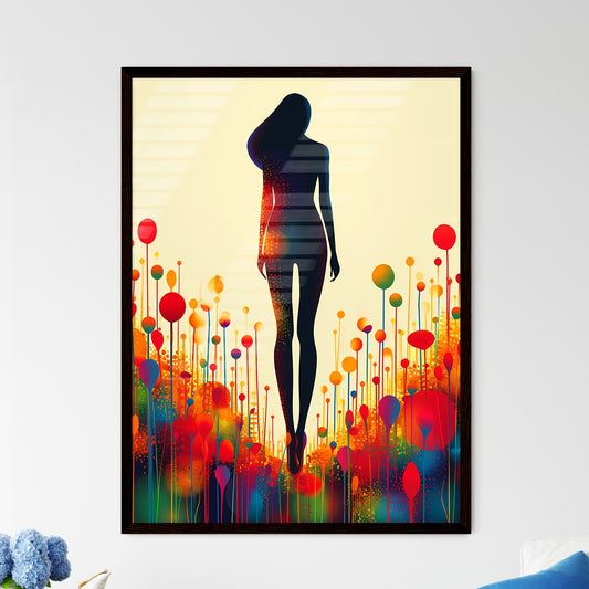 Retro colorful daisy flat pattern - Art prin - Framed Art Print