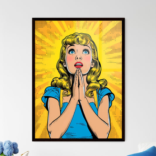 Saint mary anime - pop art style - comic book style - Art print of a cartoon of a woman with her hands together Default Title