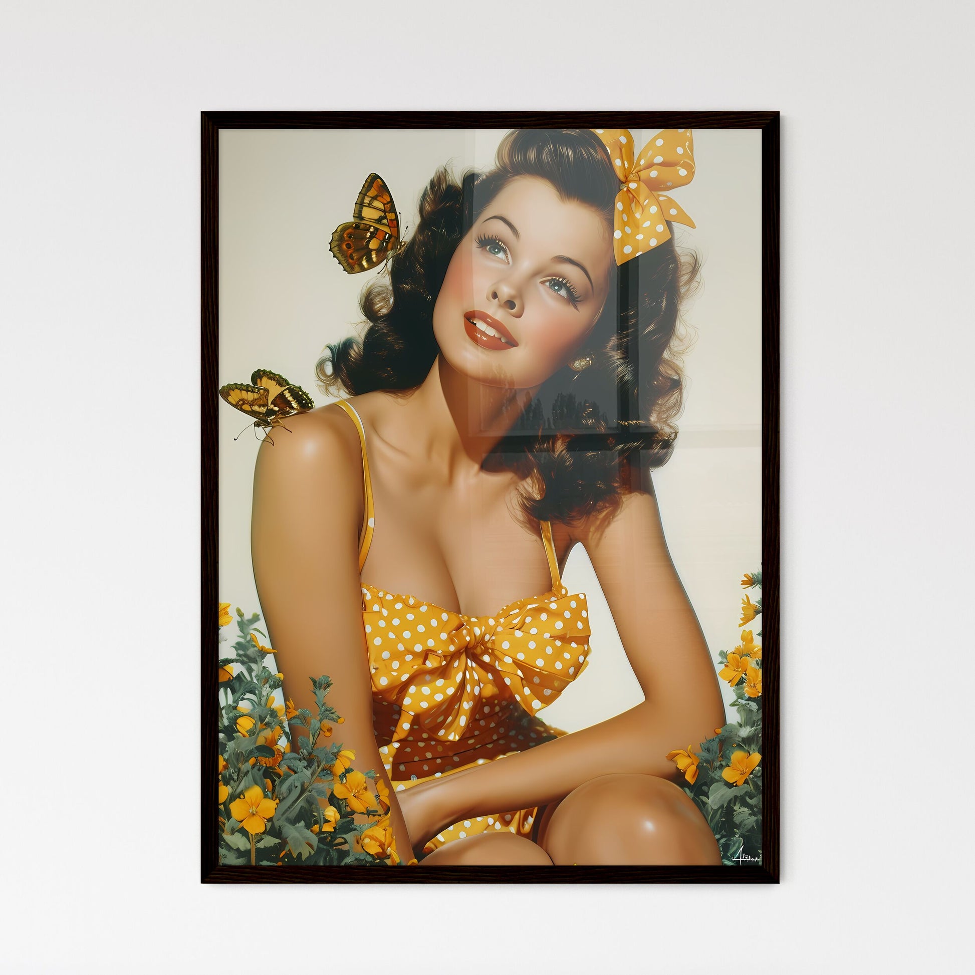 Playful scene of a retro housewife - Art pri - Framed Art Print
