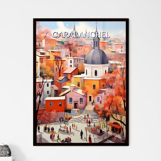 Carabanchel, Spain - Art print of a painting of a city with a dome and buildings Framed Art