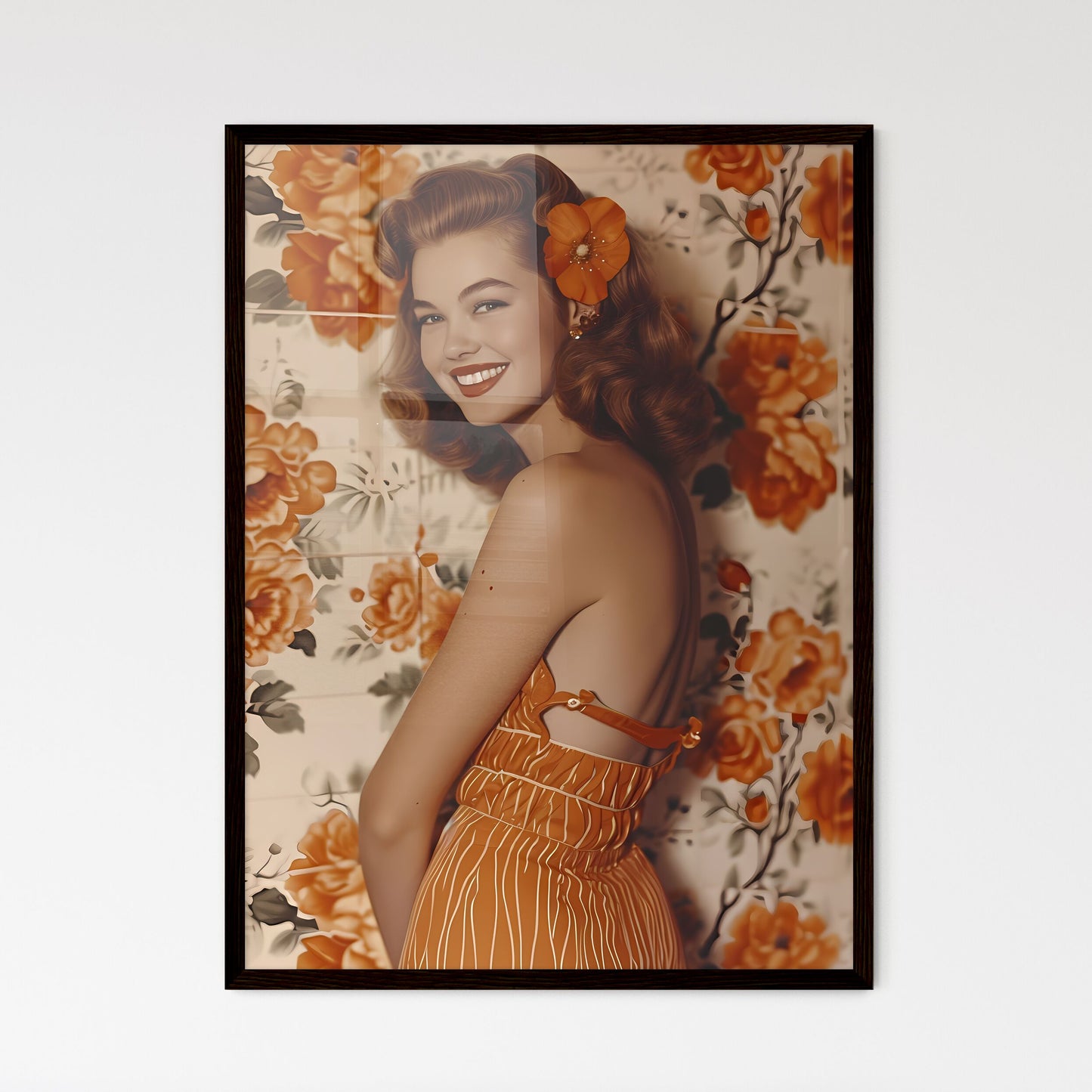 Beautiful woman smiling - Art print of a wom - Framed Art Print
