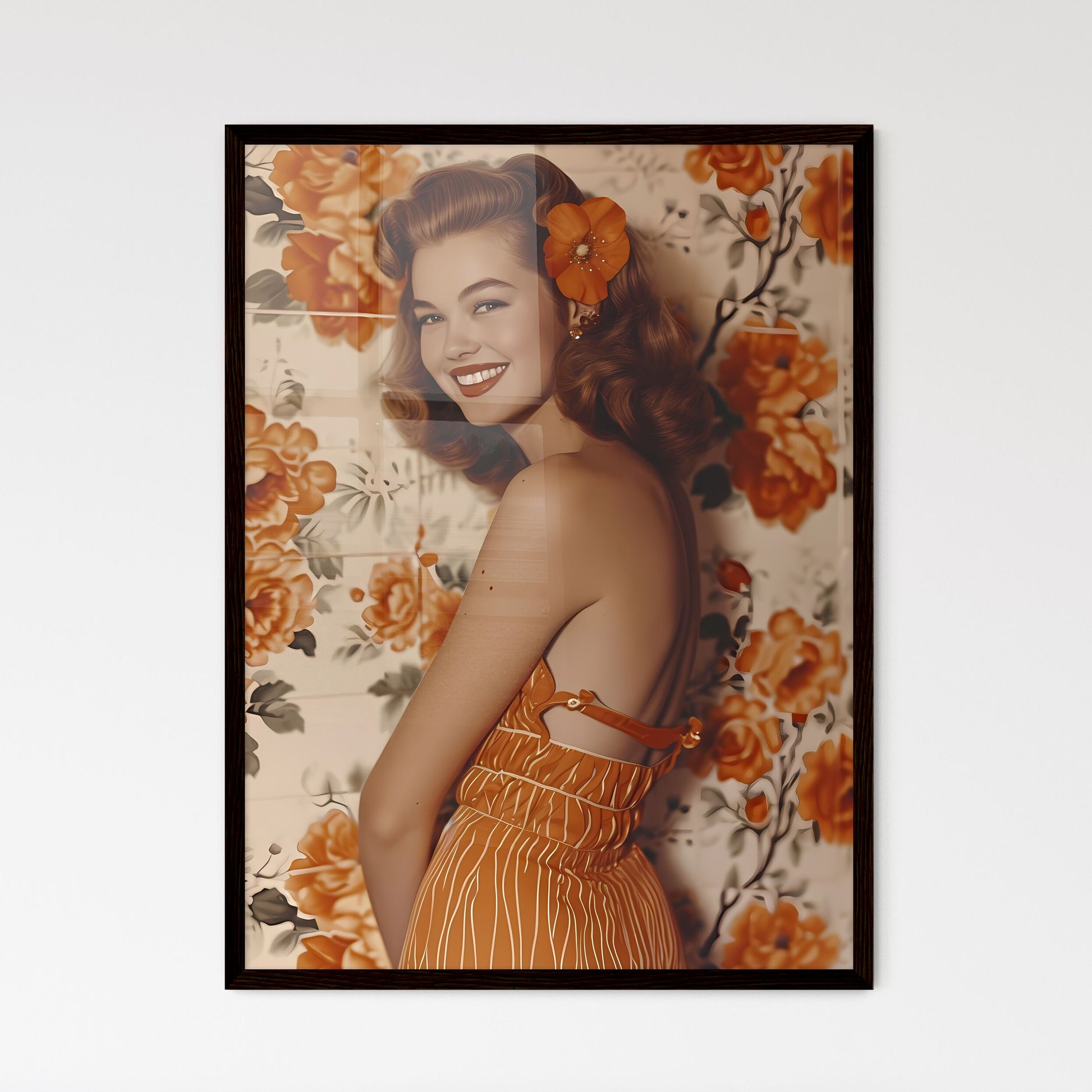 Beautiful woman smiling - Art print of a wom - Framed Art Print