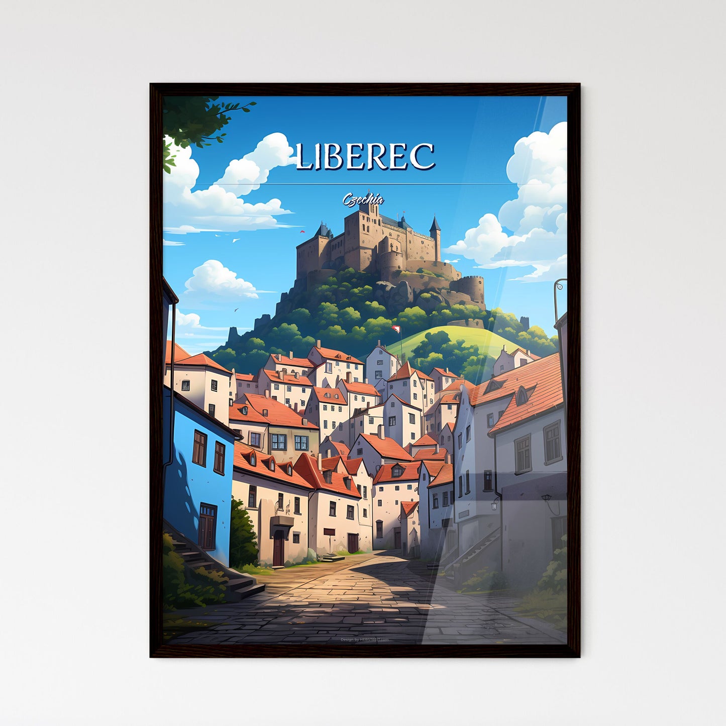 Liberec, Czechia - Art print of a castle on a hill Framed Art