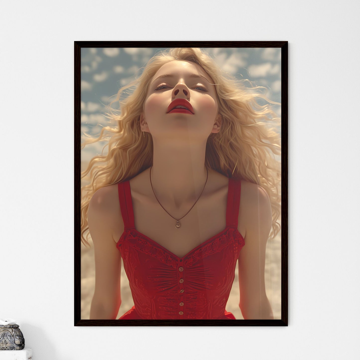 Beautiful woman in a short 1950's style - Ar - Framed Art Print