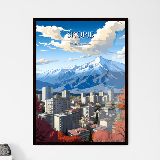 Skopje, North Macedonia - Art print of a city with mountains in the background Framed Art