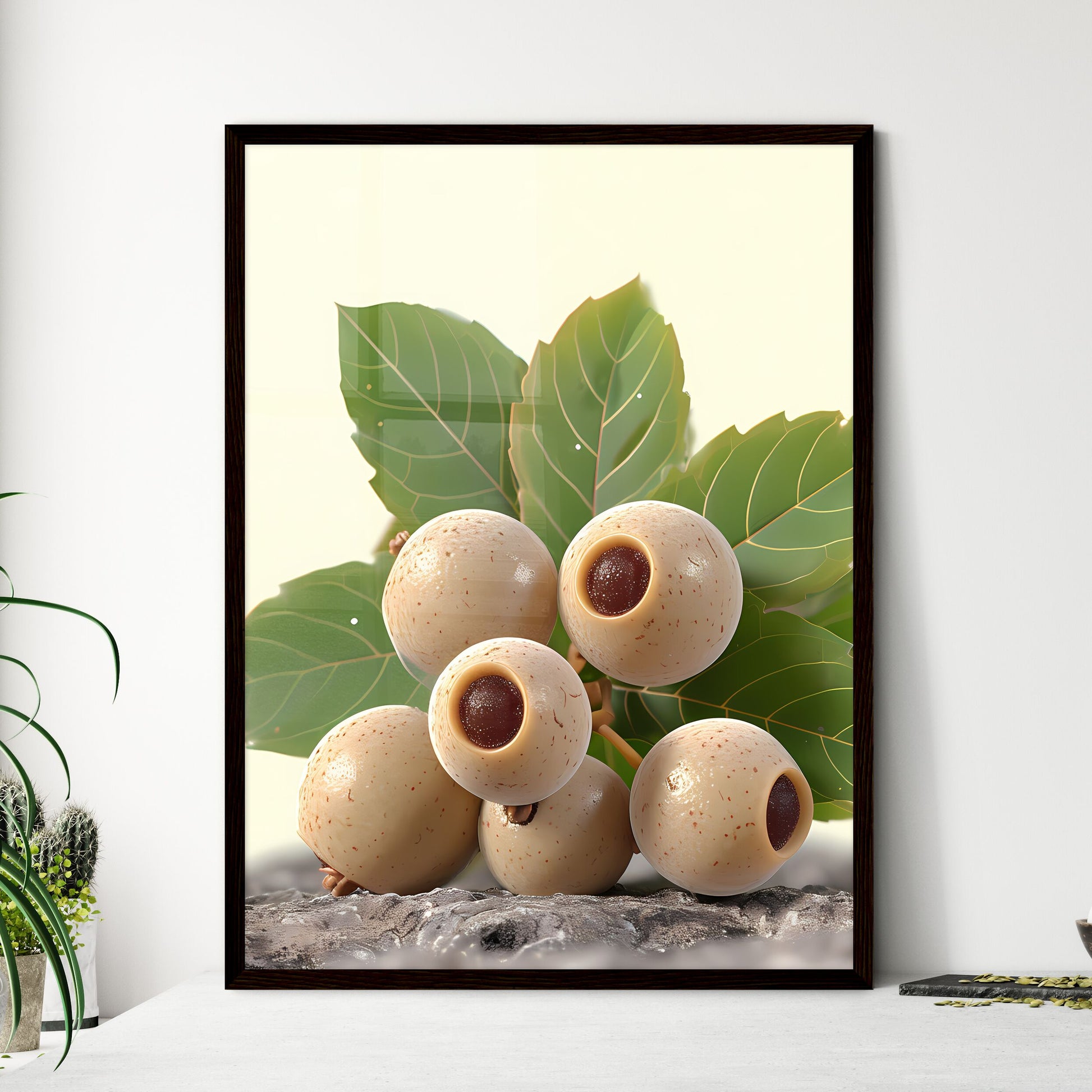 Longan, ultra high definition - Art print of a plant with leaves and fruit Default Title