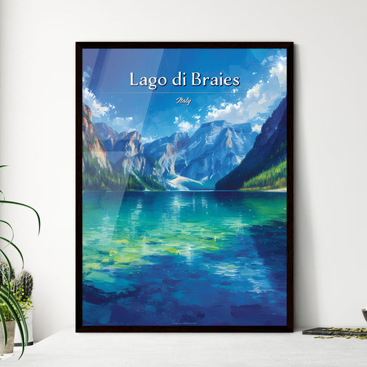 Lago di Braies, Italy - Art print of a mountain lake with trees and mountains Default Title