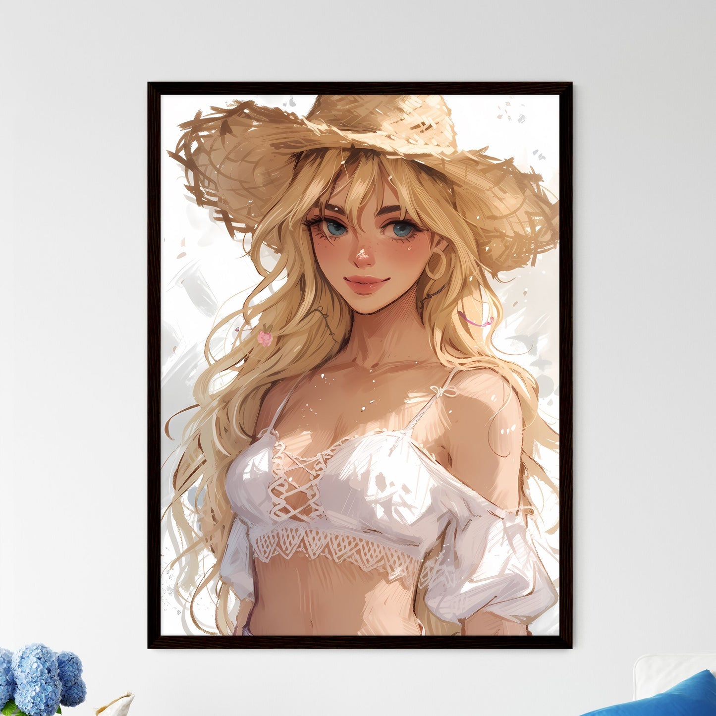 Cowgirl - Art print of a cartoon of a woman wearing a straw hat Default Title