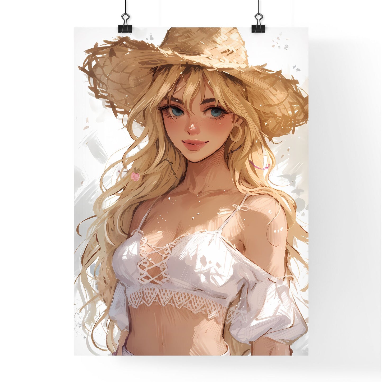 Cowgirl - Art print of a cartoon of a woman wearing a straw hat Default Title