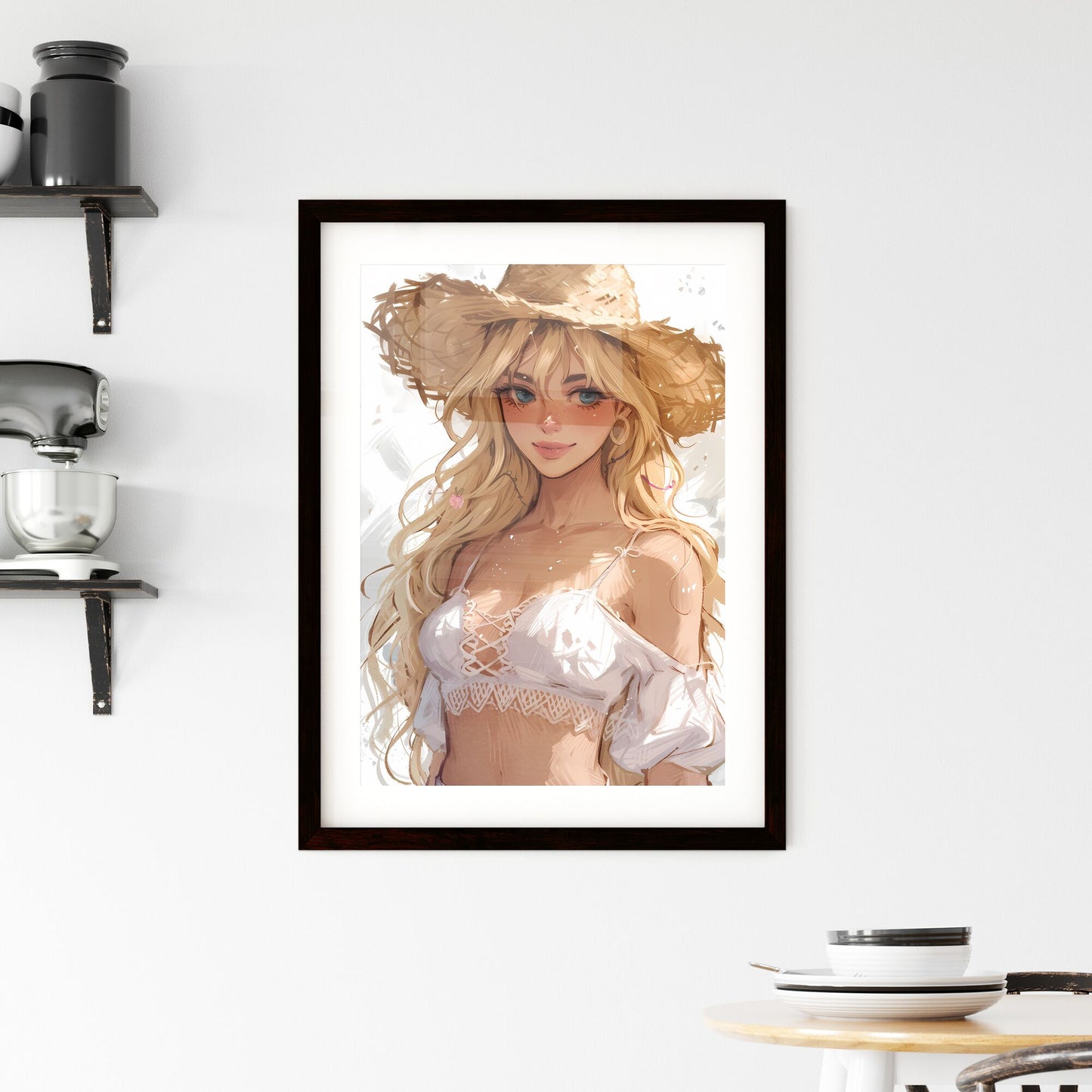 Cowgirl - Art print of a cartoon of a woman wearing a straw hat Default Title