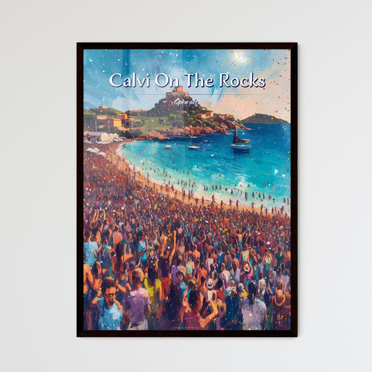 Calvi On The Rocks - Art print of a large crowd of people at a beach Default Title