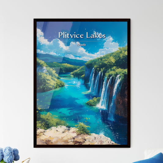 Plitvice Lakes National Park, Croatia - Art print of a waterfall in a river Default Title