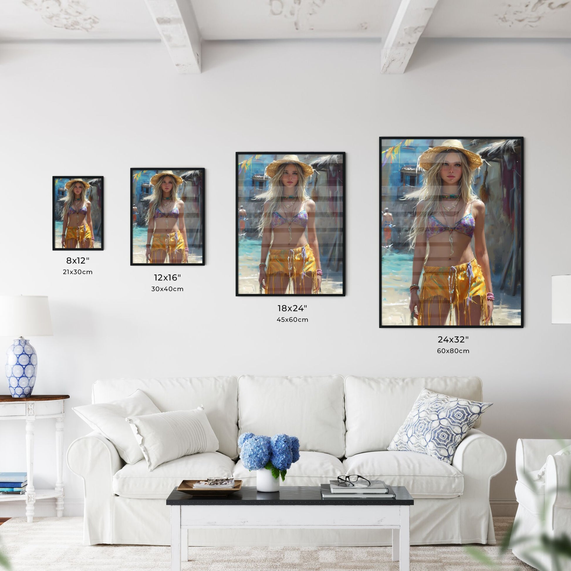 Cowgirl woman beautiful shorts, boots - Art print of a woman in a garment and hat Default Title