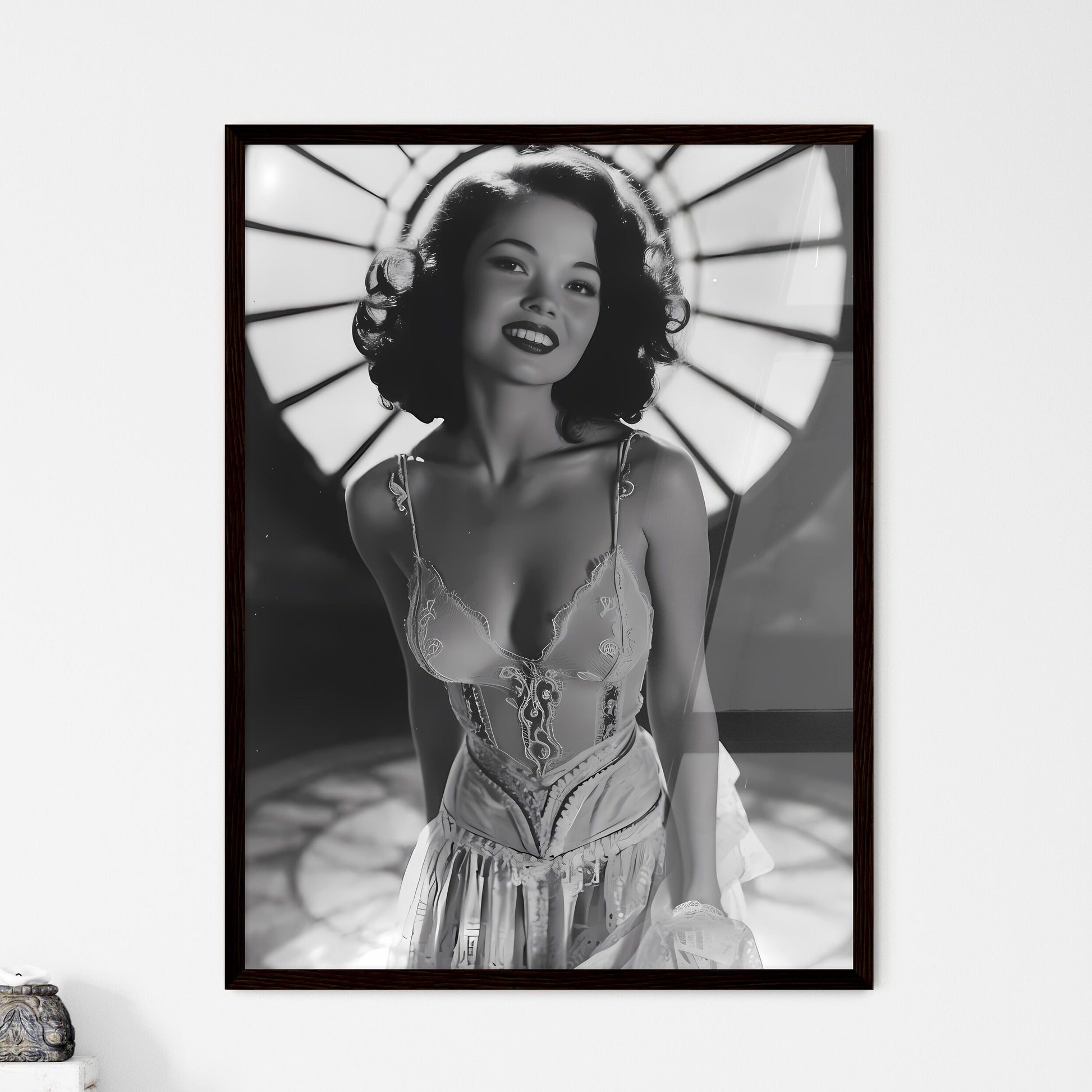 Beautiful woman smiling - Art print of a wom - Framed Art Print