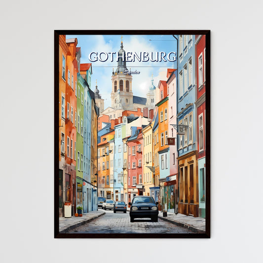 Gothenburg, Sweden, - Art print of a street with cars and buildings Framed Art