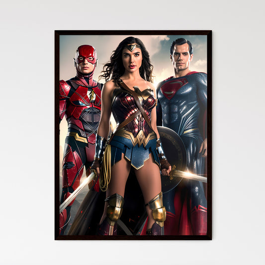 The entire JUSTICE LEAGUE standing in order  - Framed Art Print