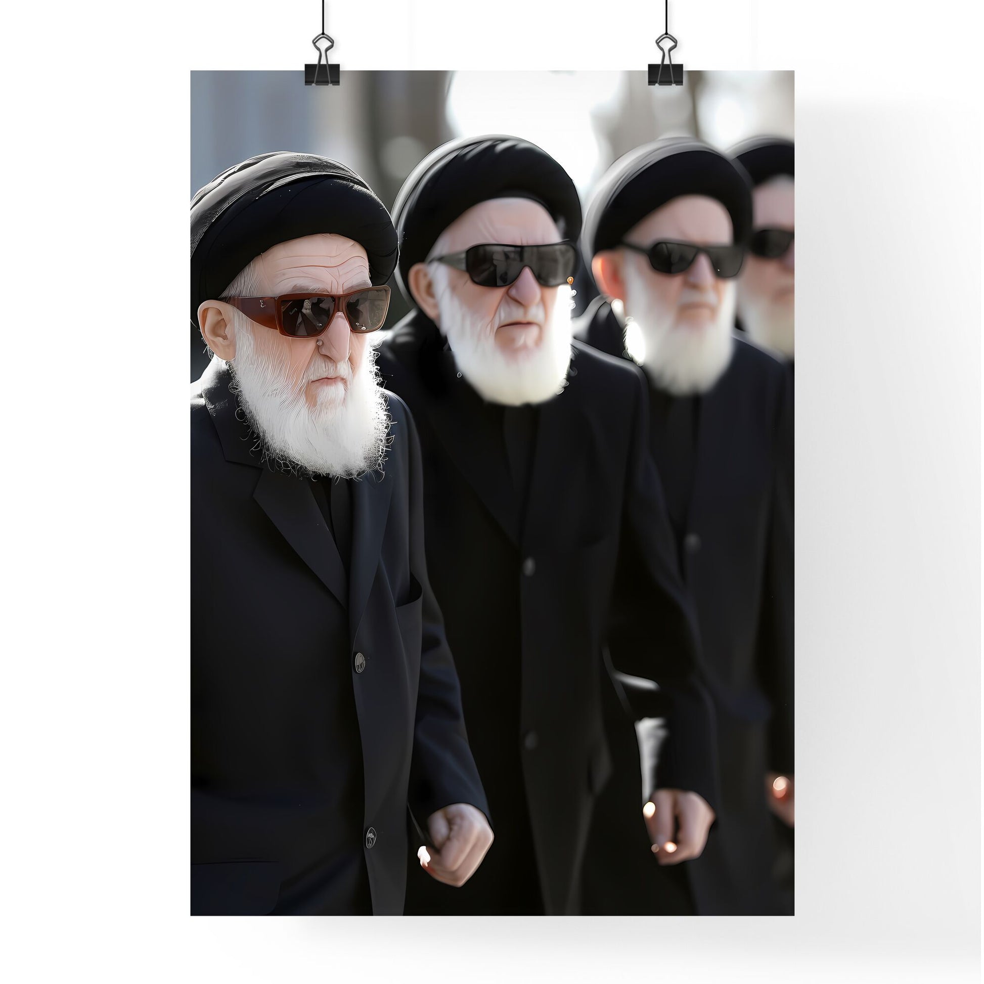 The mullahs - Art print of a group of men wearing black sunglasses and black coats Default Title