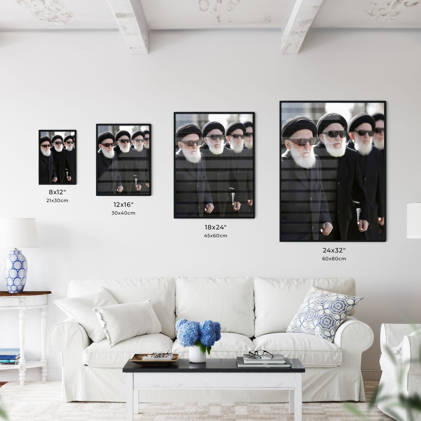 The mullahs - Art print of a group of men wearing black sunglasses and black coats Default Title