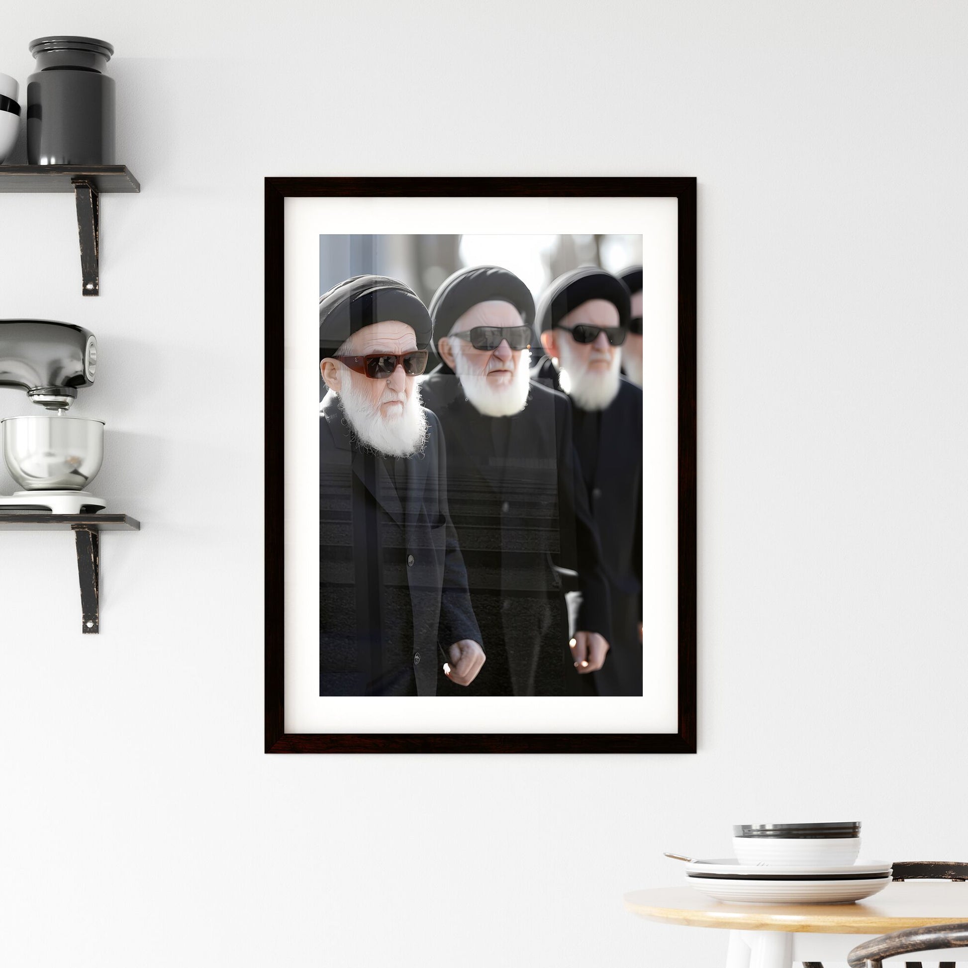 The mullahs - Art print of a group of men wearing black sunglasses and black coats Default Title