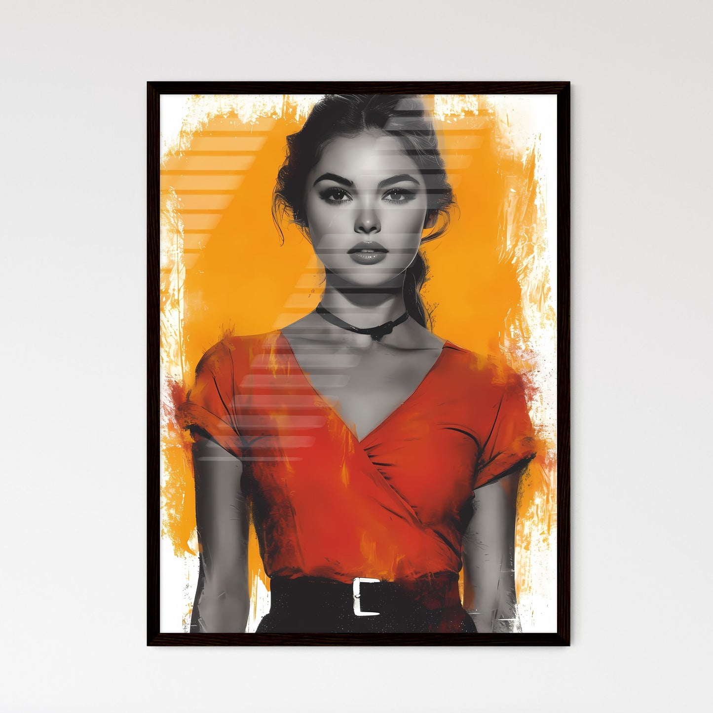 Vectorial illustration of vintage flames - A - Framed Art Print