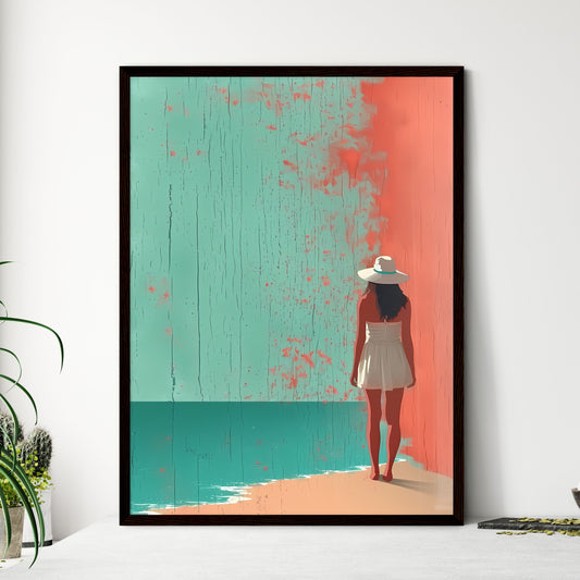 Illustration of International Labor Day - Art print of a woman in a white dress and hat standing on a rock Default Title