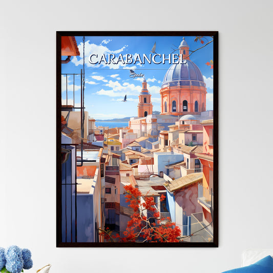 Carabanchel, Spain - Art print of a city with a dome and buildings Framed Art