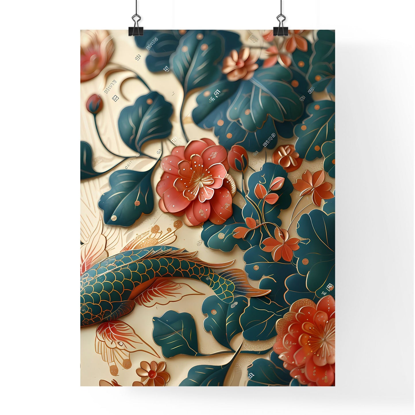 Pattern design, pattern road, Chinese style, ancient style - Art print of a close up of a painting Default Title