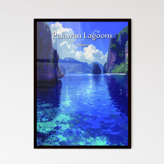 Palawan Lagoons, Philippines - Art print of a body of water with mountains and blue sky Default Title