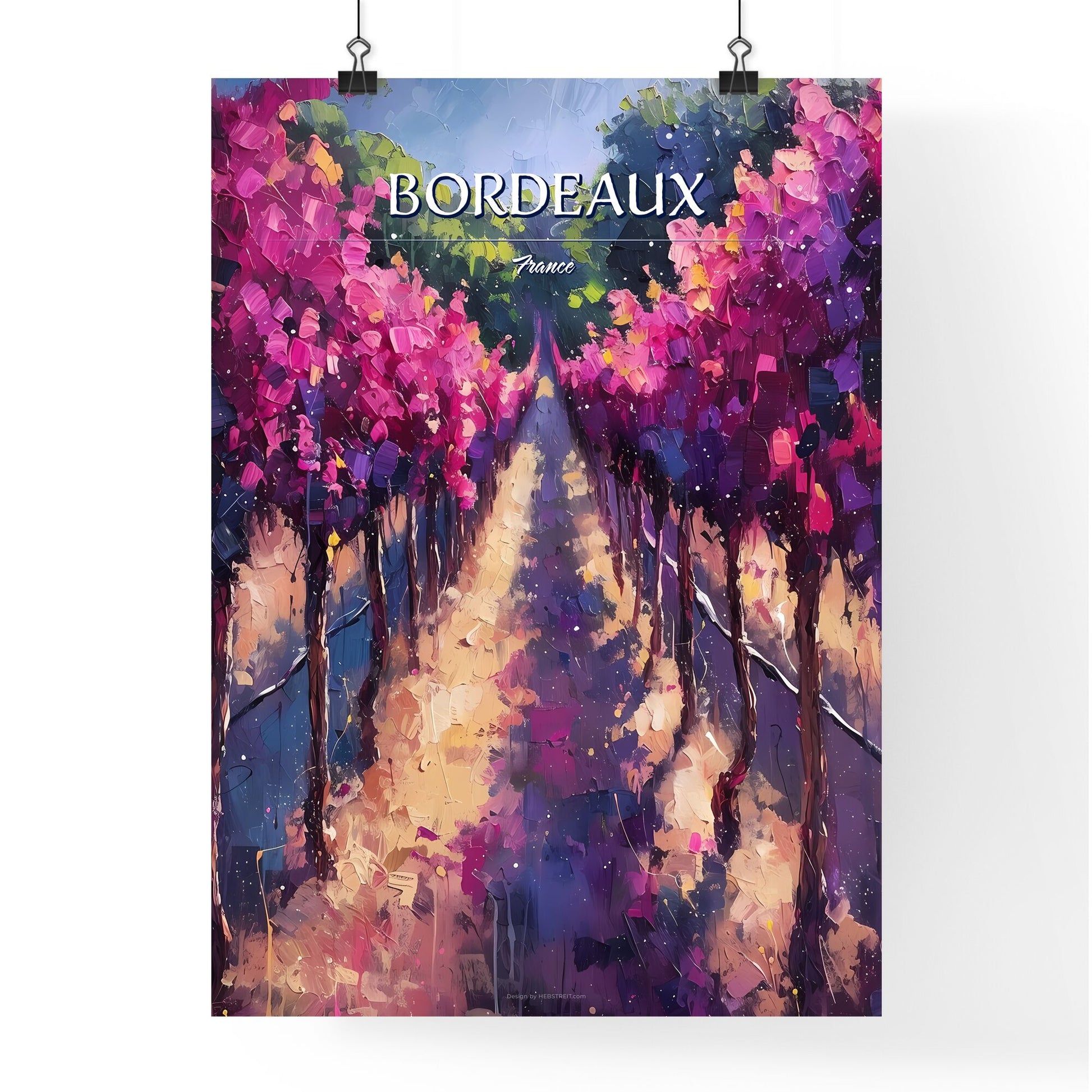 Bordeaux, France - Art print of a painting of a row of trees Default Title