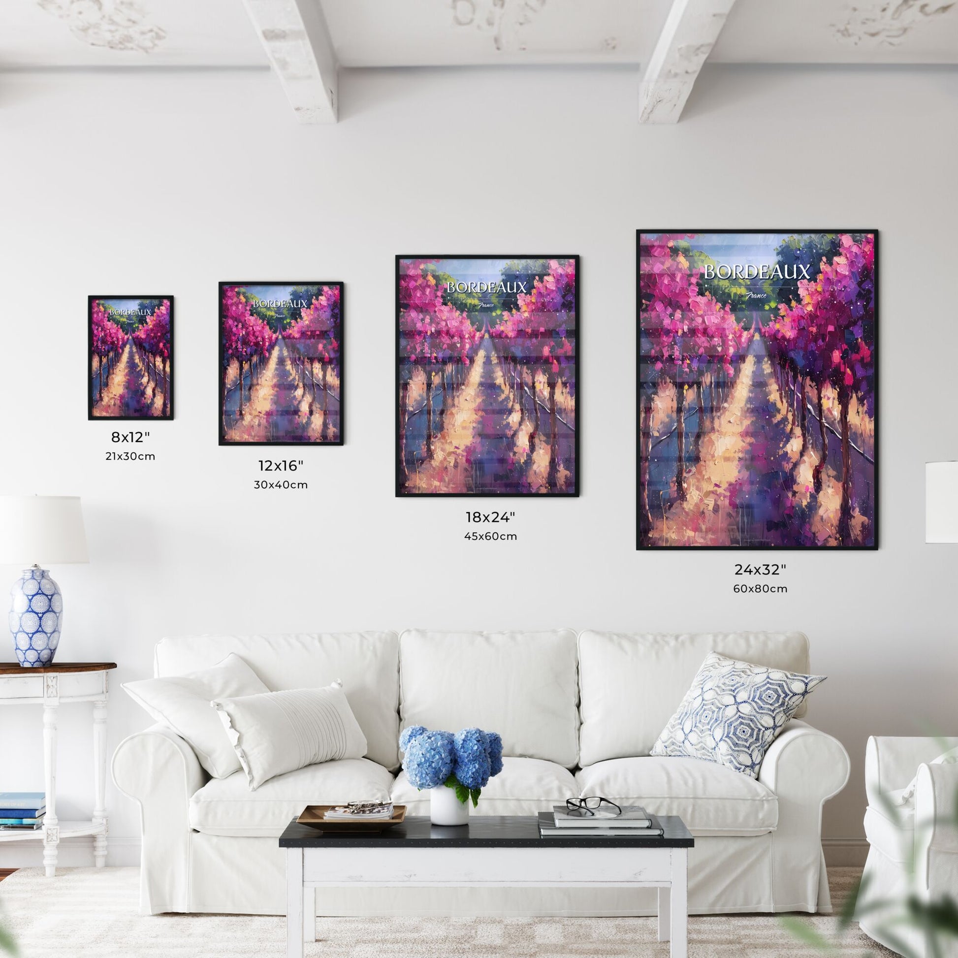 Bordeaux, France - Art print of a painting of a row of trees Default Title