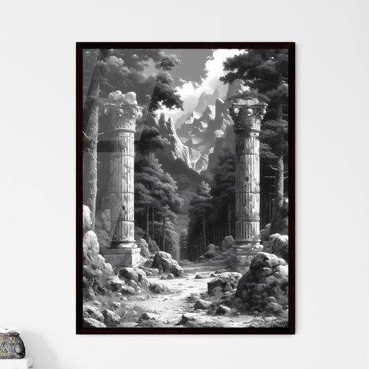 A French Chateau winery - Art print of a stone pillars in a forest Default Title