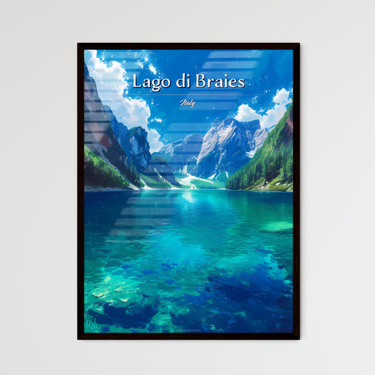 Lago di Braies, Italy - Art print of a lake surrounded by mountains Default Title