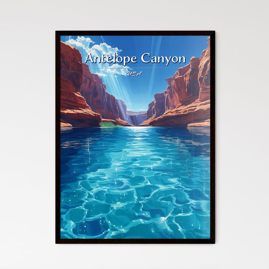 Antelope Canyon, USA - Art print of a blue water with sun rays shining through it Default Title