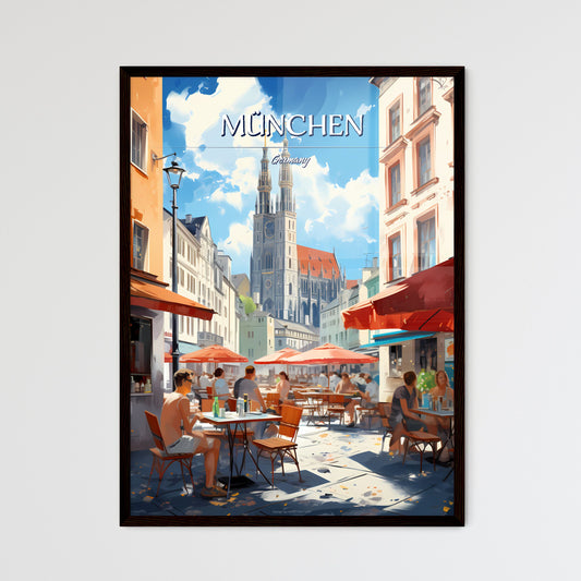 München, Germany - Art print of a group of people sitting at tables in a street Default Title