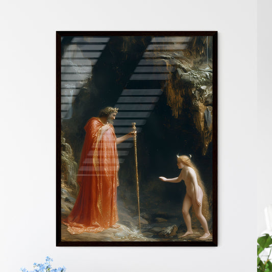 Moses talking to Sihon, biblical image - Art print of a painting of a man in a robe holding a staff and a naked child Default Title