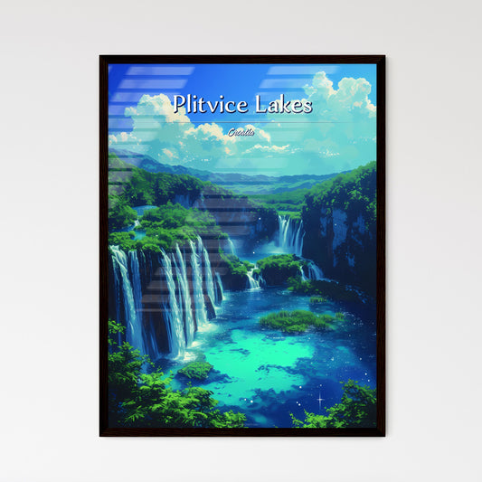 Plitvice Lakes National Park, Croatia - Art print of a waterfall surrounded by trees Default Title