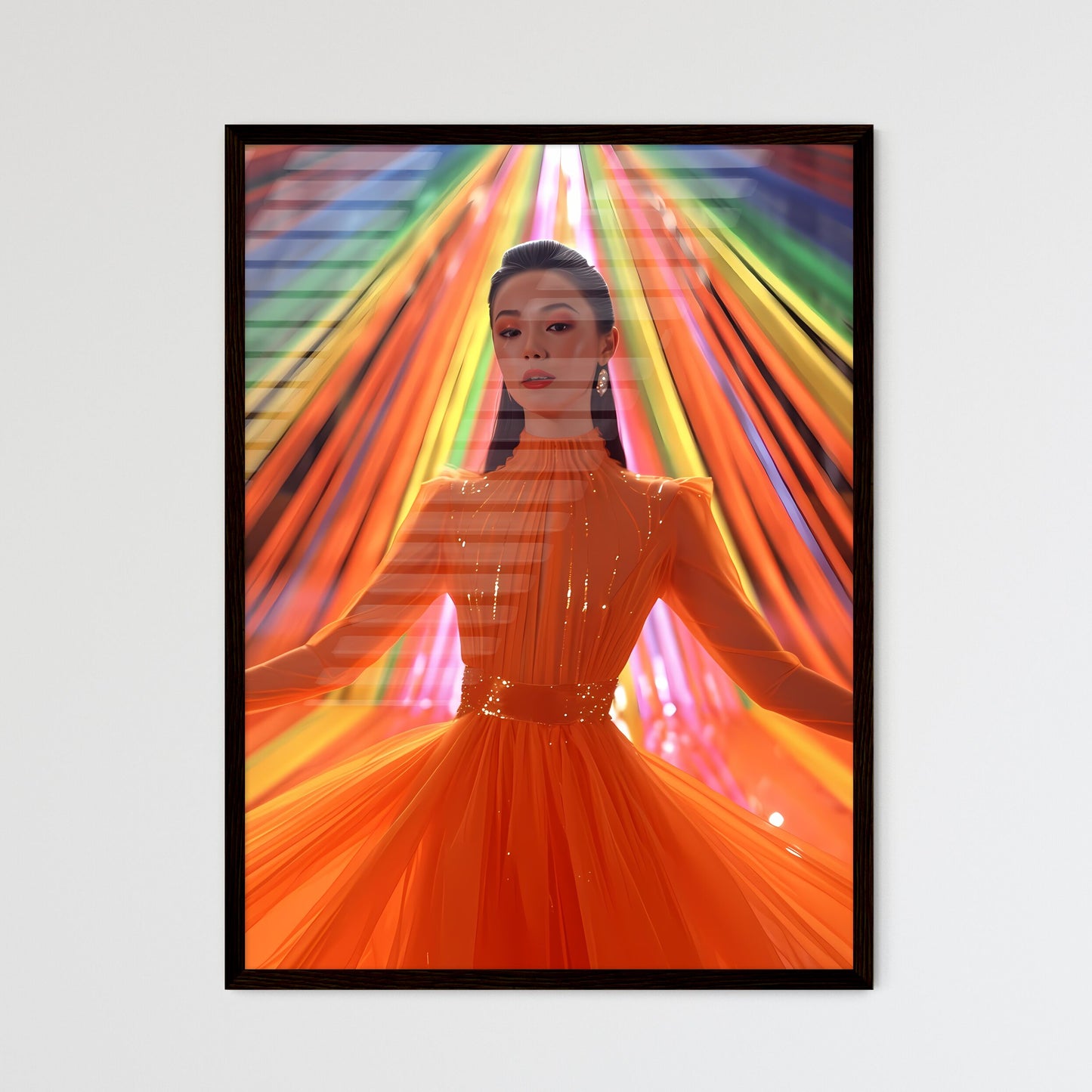 Posters and announcements design - Art print of a woman in an orange dress Default Title