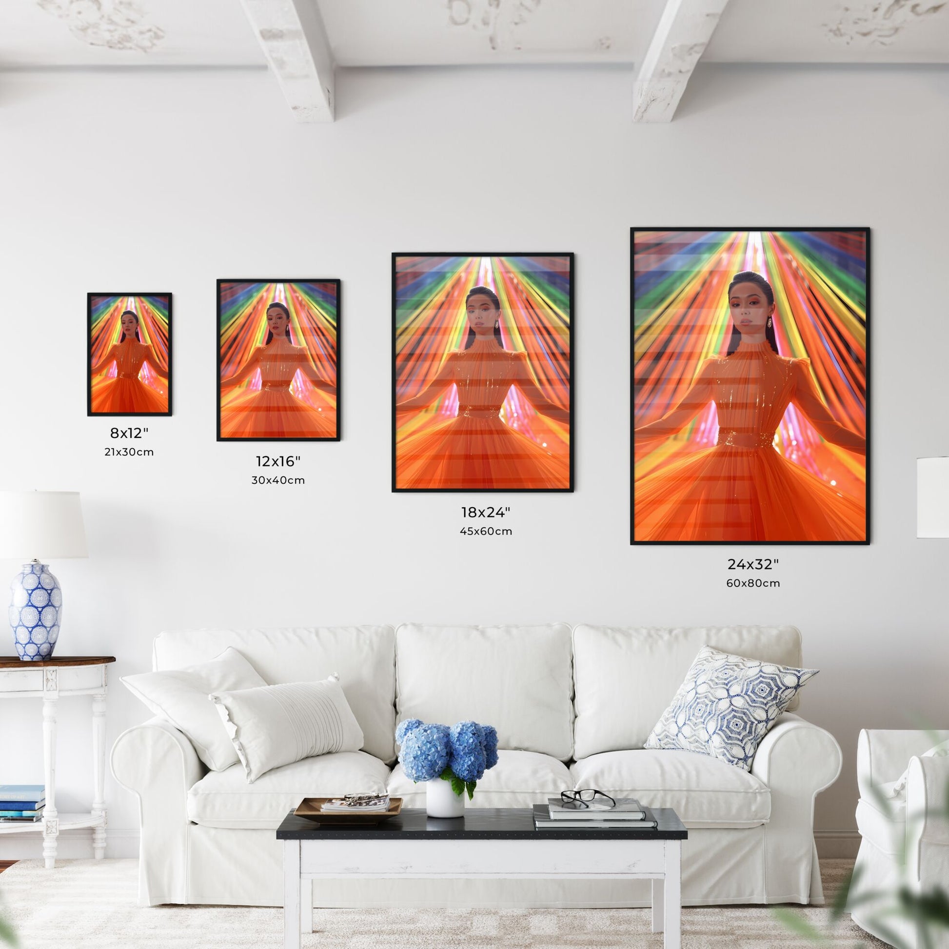 Posters and announcements design - Art print of a woman in an orange dress Default Title