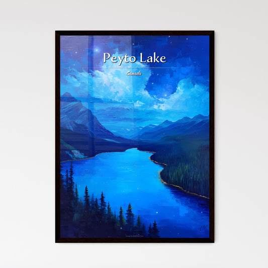 Peyto Lake, Canada - Art print of a painting of a river surrounded by mountains Default Title