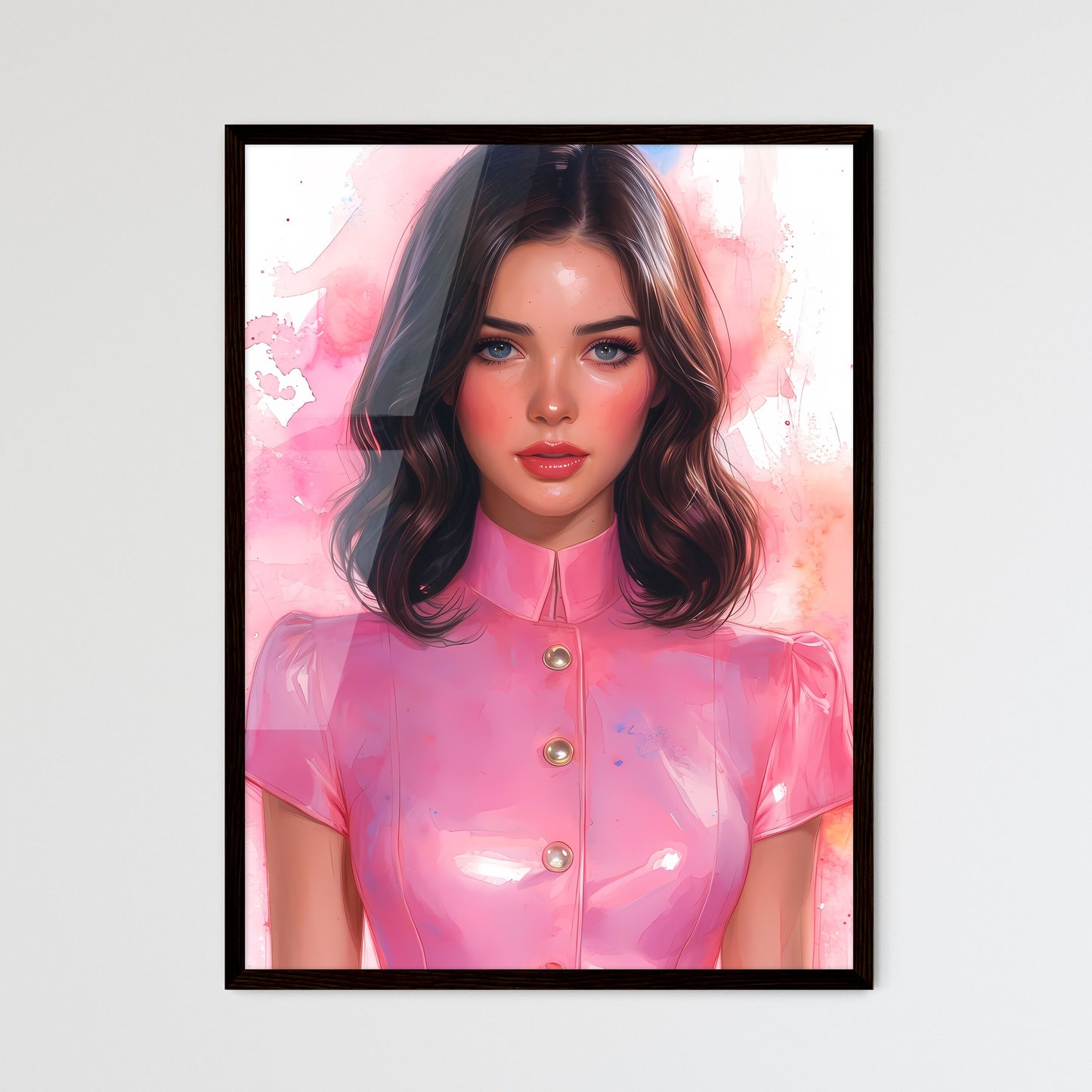 Watercolor full body shot working class pin  - Framed Art Print