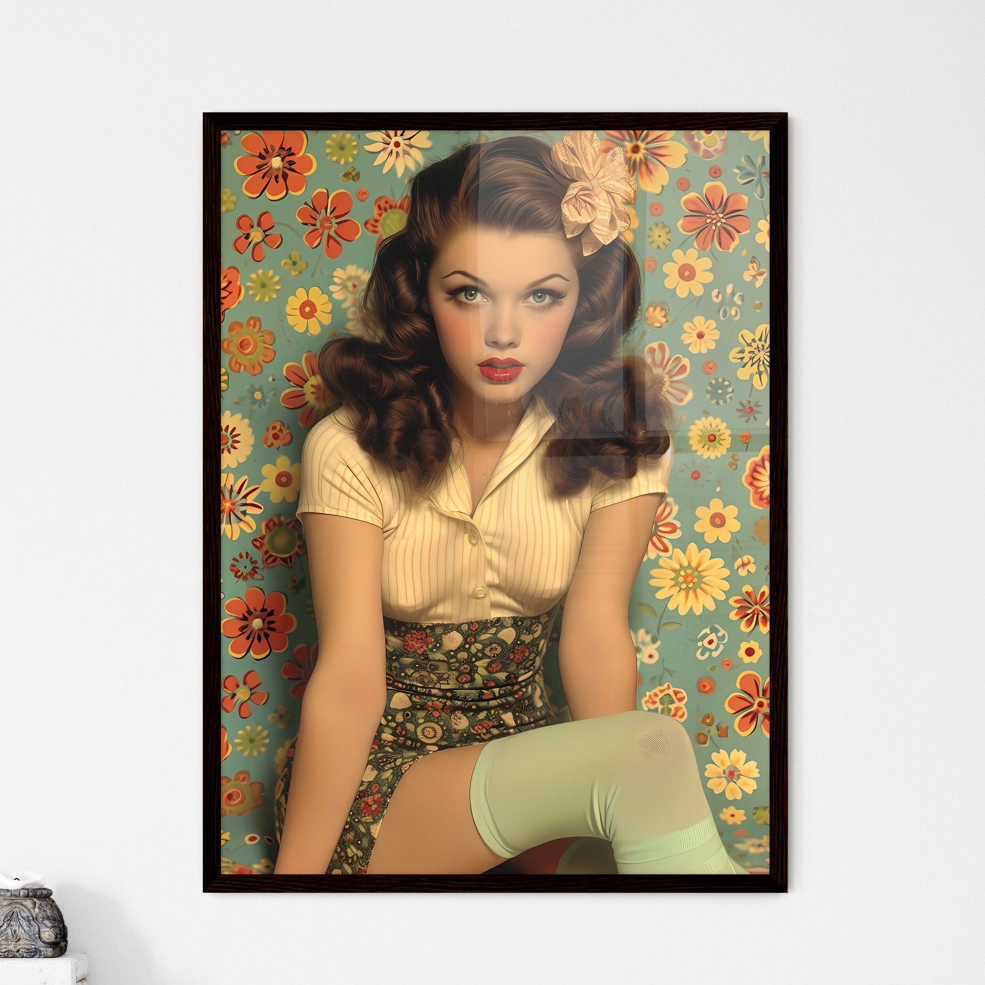 Poster of a pin up with white background - A - Framed Art Print