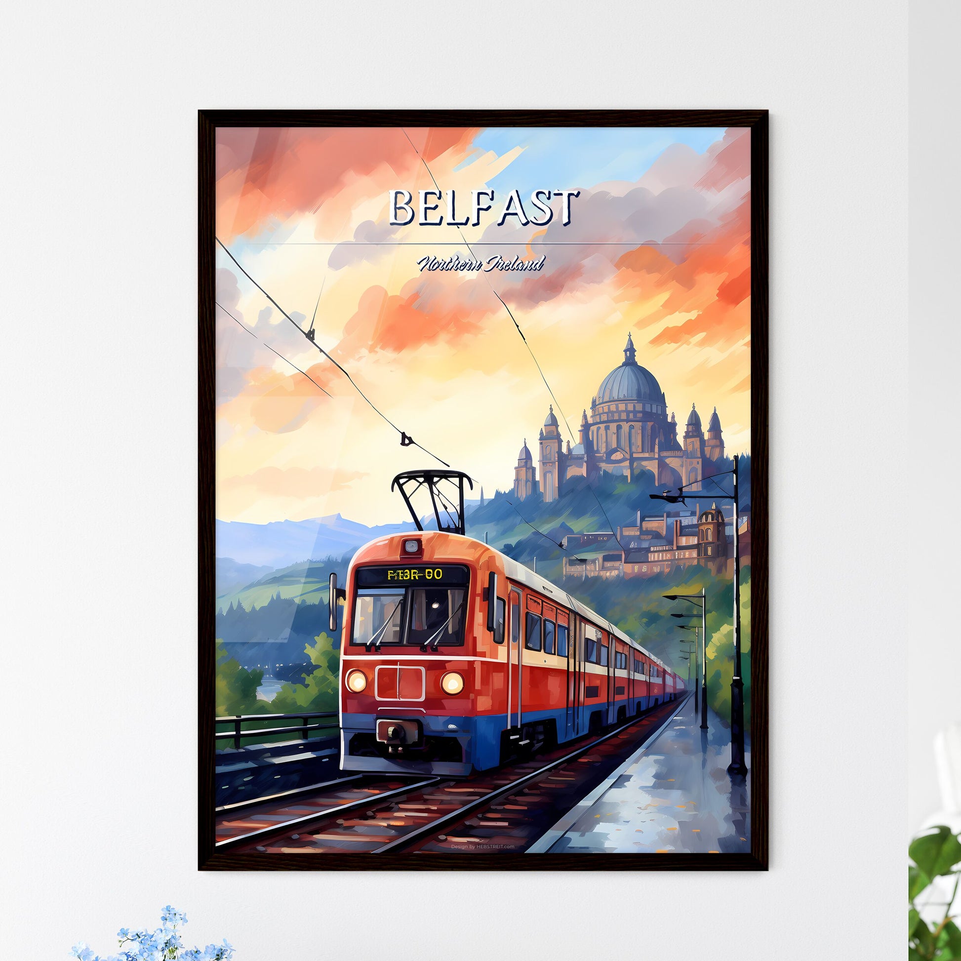 Belfast, Northern Ireland - Art print of a train on the tracks Framed Art