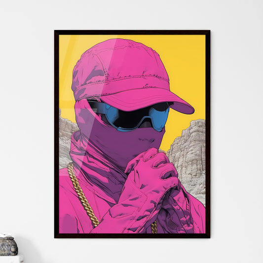 A TRENDY young person records voice - Art pr - Framed Art Print