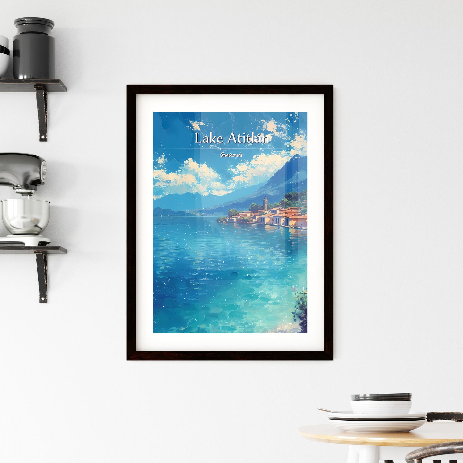 Lake Atitlán, Guatemala - Art print of a water next to a building Default Title