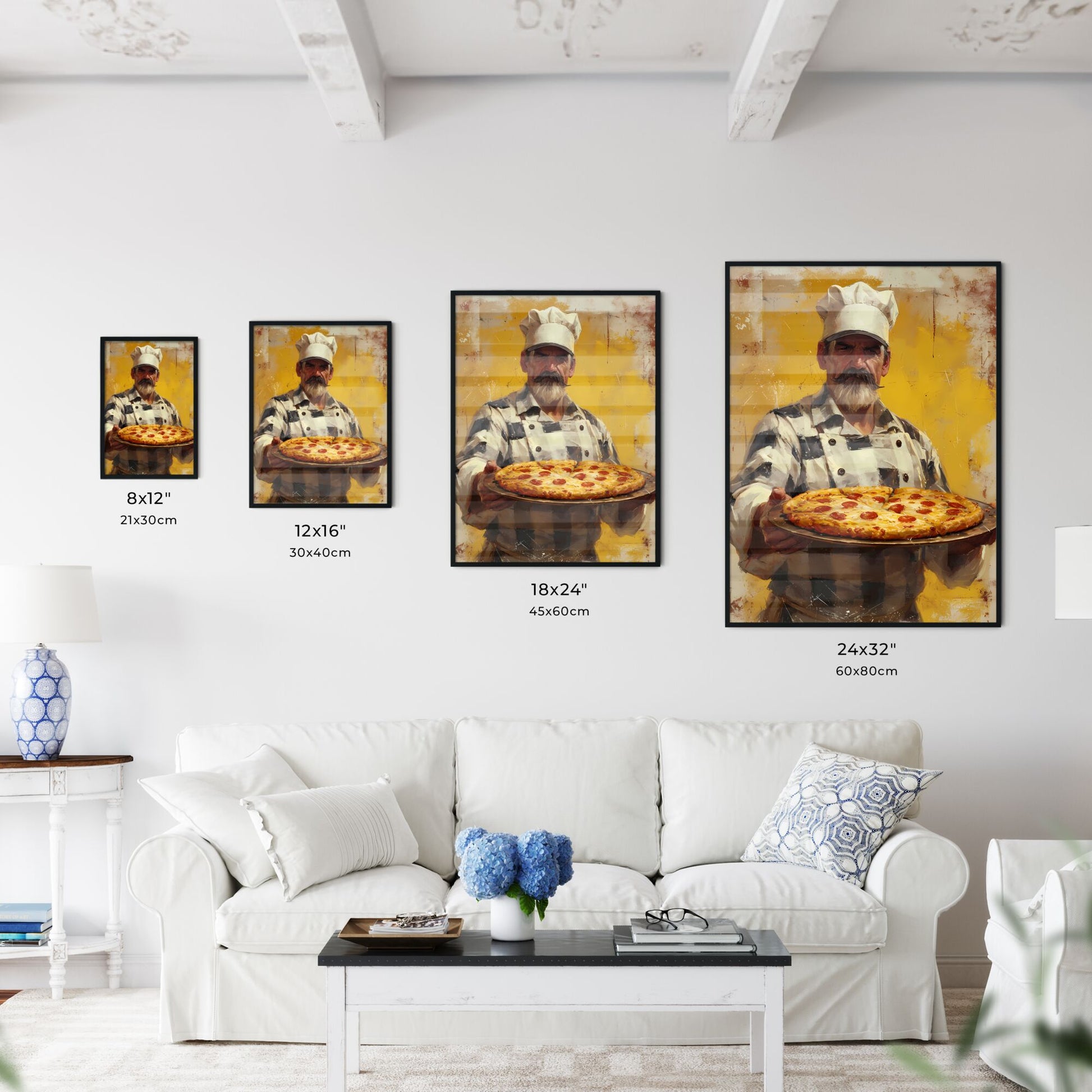 Pizza chef - Art print of a man holding a pizza Default Title