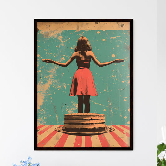 A super morbidly obese immobile woman chef - Art print of a woman standing on top of a cake Default Title
