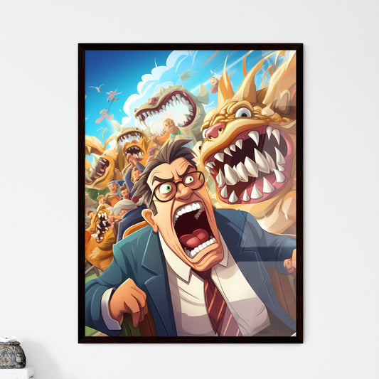 Emotions on a rollercoaster? - Art print of a man screaming in front of a group of people Default Title