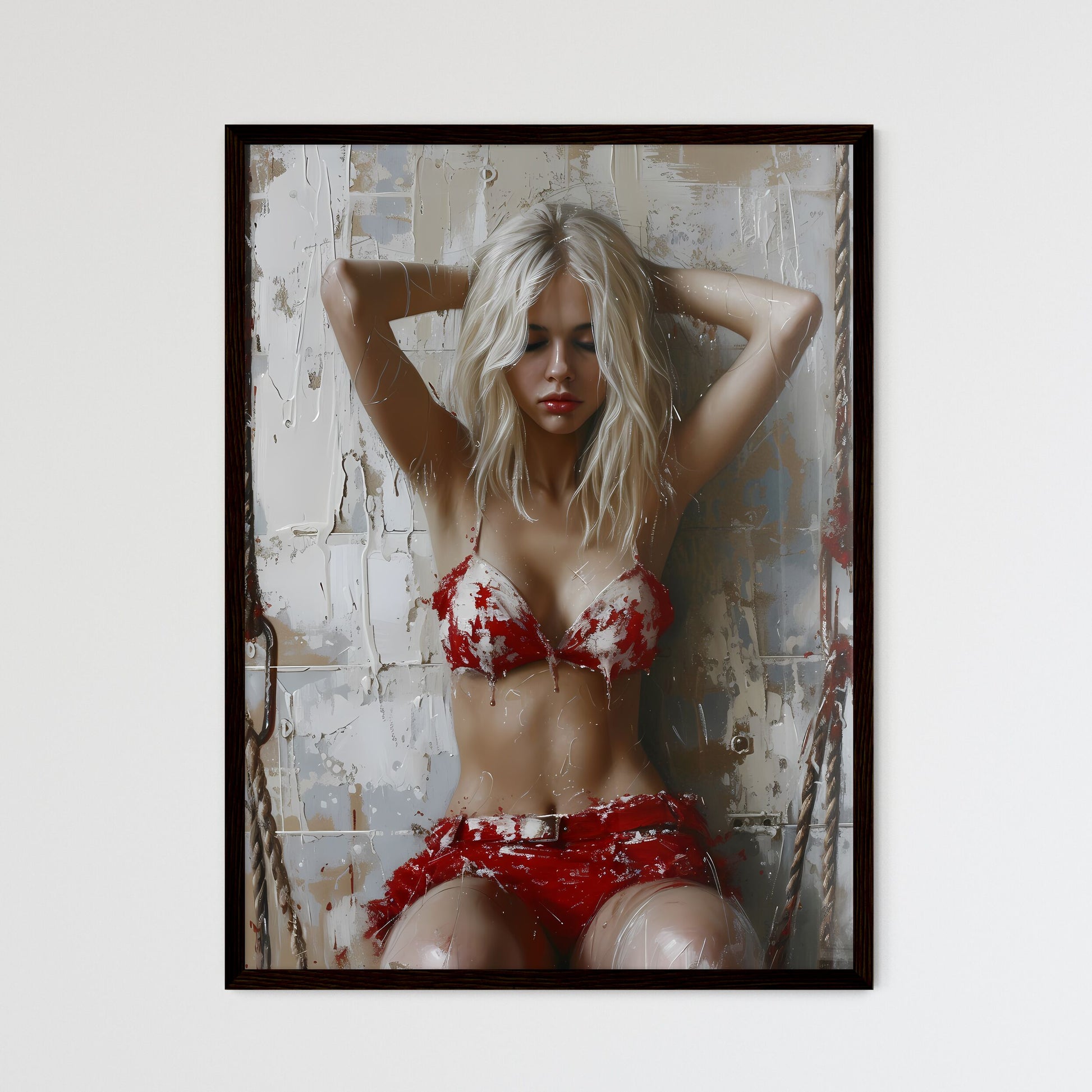 Gogo girl hyper realism style - Framed Art Print
