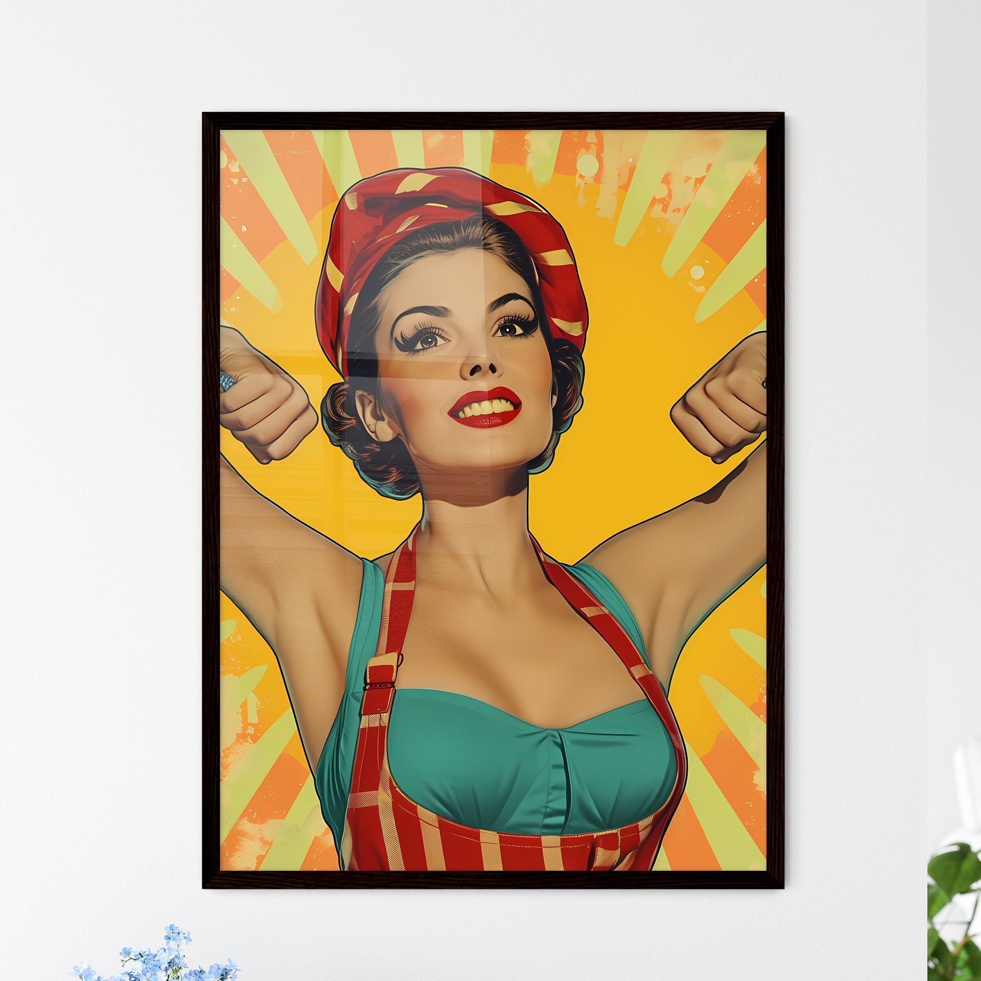 A super morbidly obese immobile woman chef - Art print of a woman with red hat and suspenders Default Title