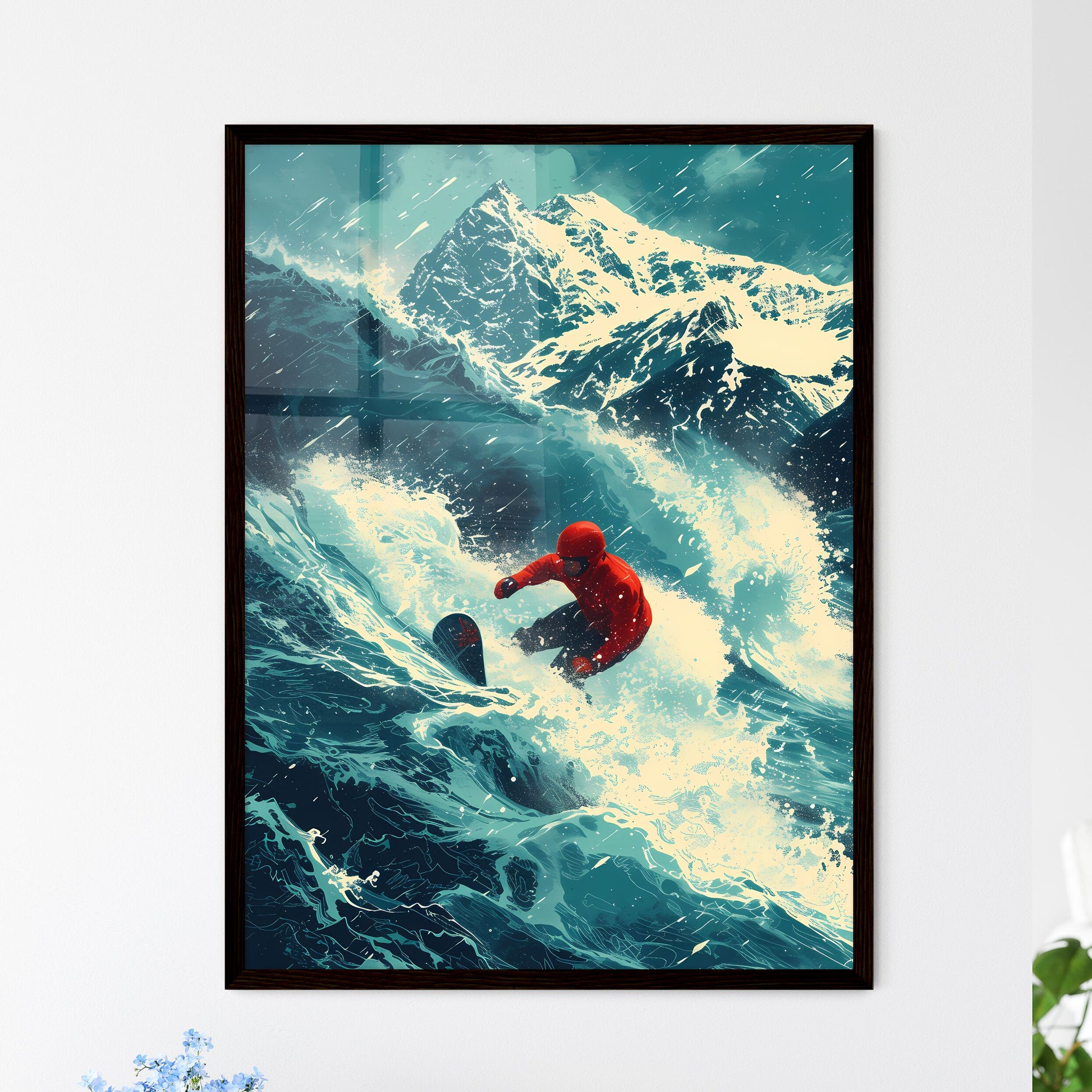 Snowboarder'Vintage'styled'vector'illustrati - Framed Art Print